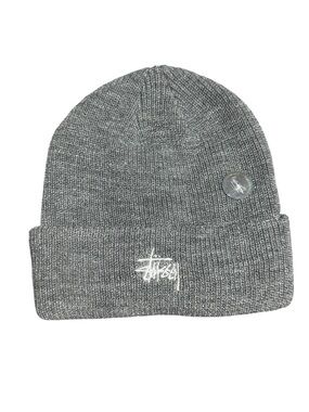 Stussy Stock Cuff Beanie Grey Heather Ribbed Logo Knit Hat OS